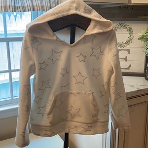Girls Size 7/8 White Hood With Gray Stars